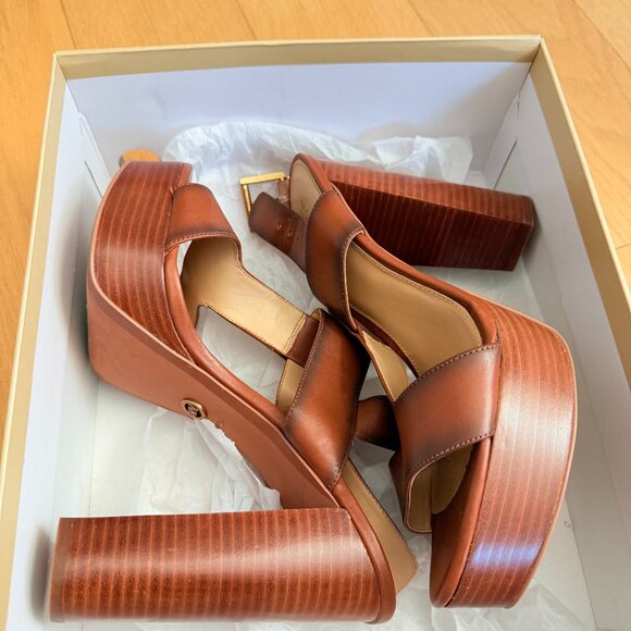 MICHAEL MICHAEL KORS BECKER LEATHER PLATFORM SANDAL - NBW - Picture 1 of 4